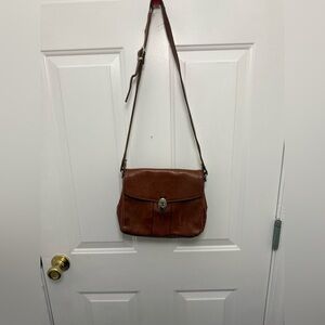 Valentina Brown Leather Medium Size Bag With Strap And Gold Details vintage
